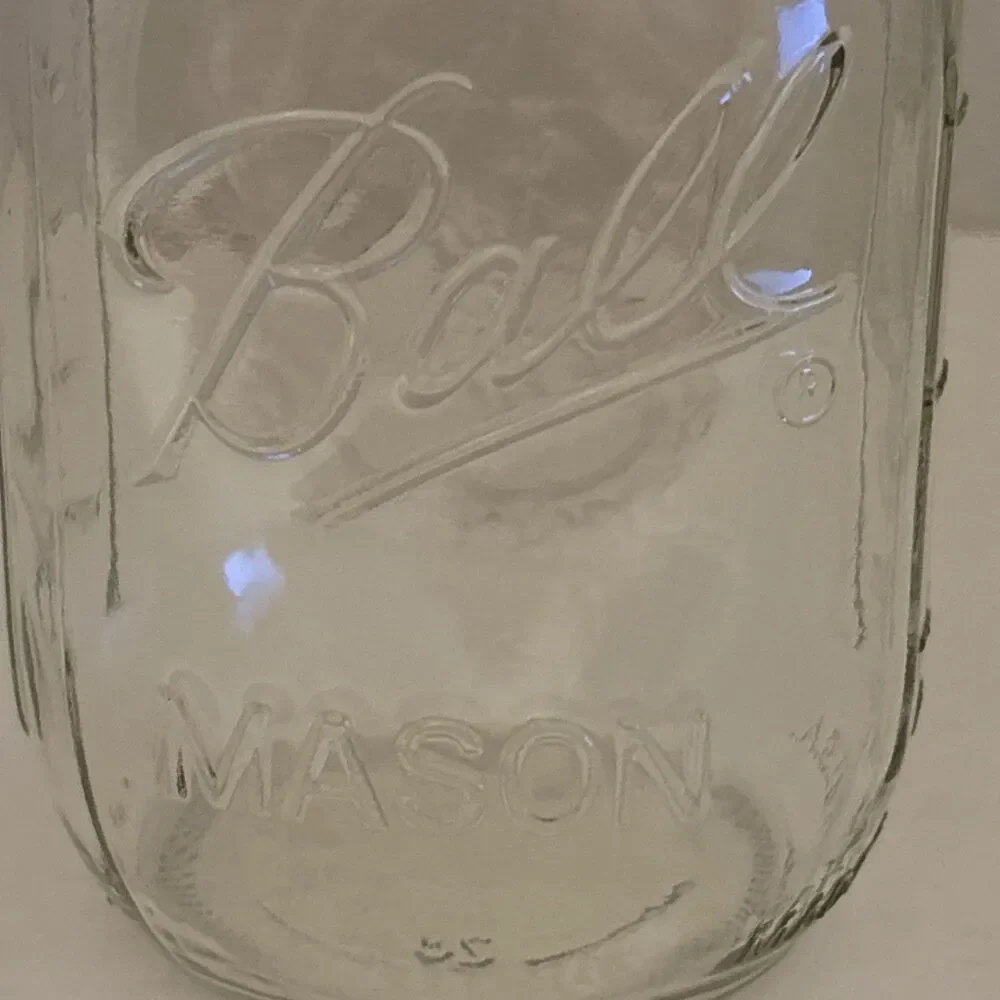 VTG Pair Ball Sculptured Glass Mason Fruit Jar 12 OZ 1.5 Cups 300 ML